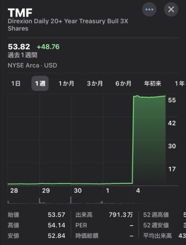 米国国債債券ETF TMF超爆益、爆上げ138万円!?実際に取引きしてみました